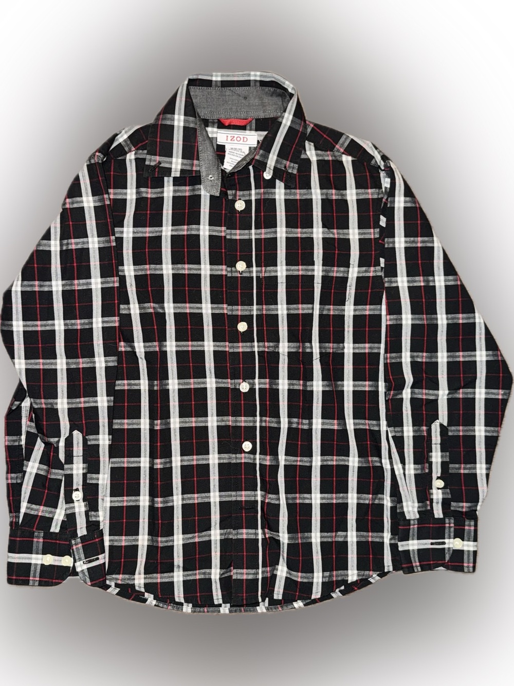 ☀️EUC Izod Black and Red Plaid Shirt